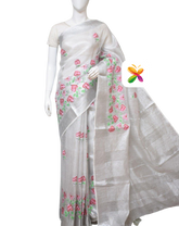 Pure Linen Tissue Saree With Embroidery SILK ZONE
